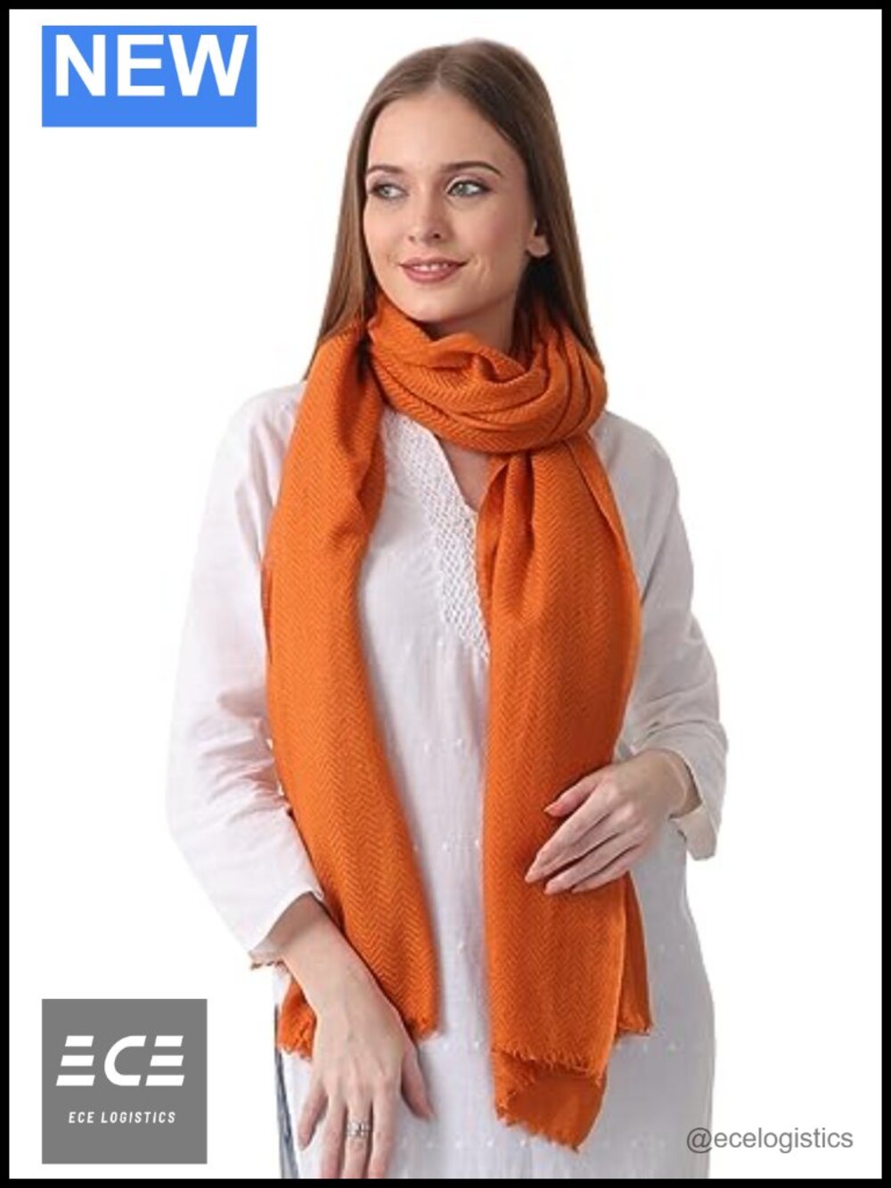 100% Pure Cashmere 2 Ply Scarf Stole Herringbone Tassel Wrap